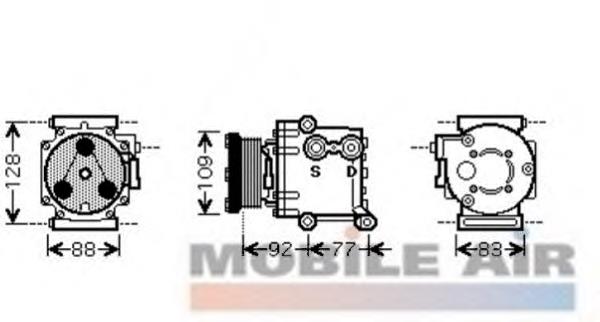 1800K434 VAN Wezel compresor de aire acondicionado