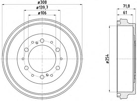 Freno de tambor trasero 4243126190 Toyota