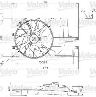 Difusor de radiador, ventilador de refrigeración, condensador del aire acondicionado, completo con motor y rodete 696129 VALEO