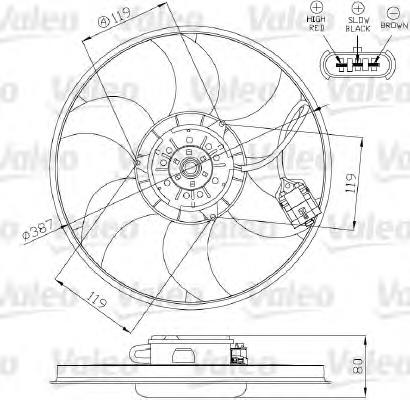 696283 VALEO ventilador (rodete +motor refrigeración del motor con electromotor derecho)