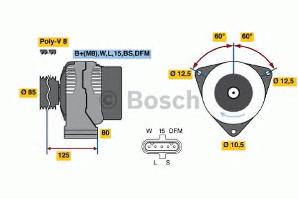 Alternador 0124655036 Bosch