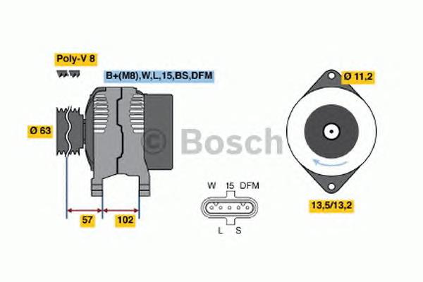 Alternador 0124655024 Bosch