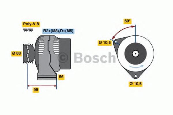 Alternador 0124615029 Bosch