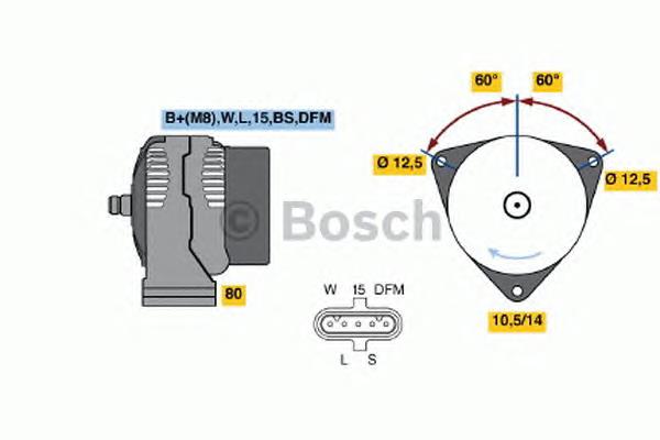 Alternador 0124655039 Bosch