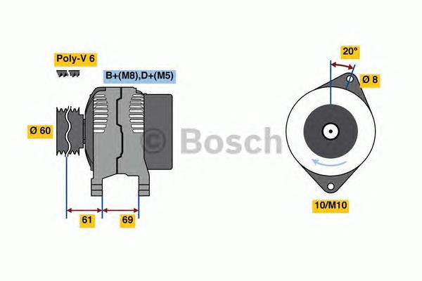 Alternador 0986080030 Bosch