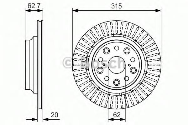 Disco de freno trasero 0986479T06 Bosch