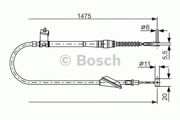 1 987 477 608 Bosch cable de freno de mano trasero derecho