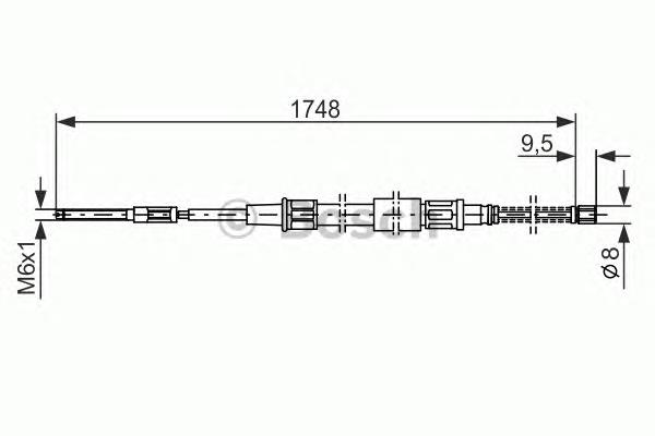 1987477046 Bosch cable de freno de mano trasero derecho/izquierdo