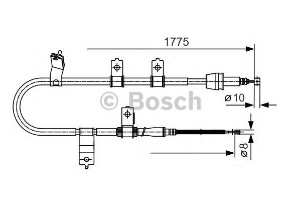 1987482077 Bosch cable de freno de mano trasero derecho