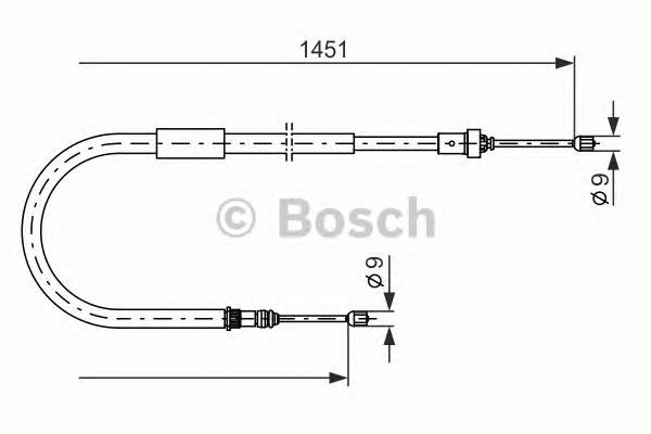 1987477963 Bosch cable de freno de mano trasero derecho