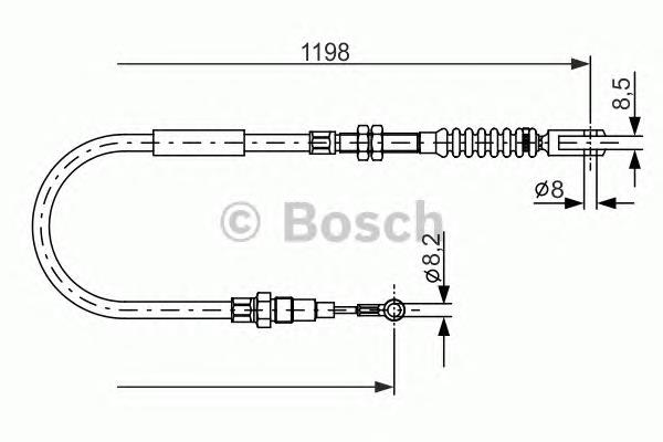 1987477873 Bosch cable de freno de mano trasero derecho/izquierdo