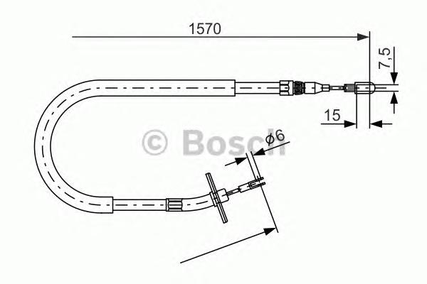 1987477861 Bosch cable de freno de mano trasero derecho