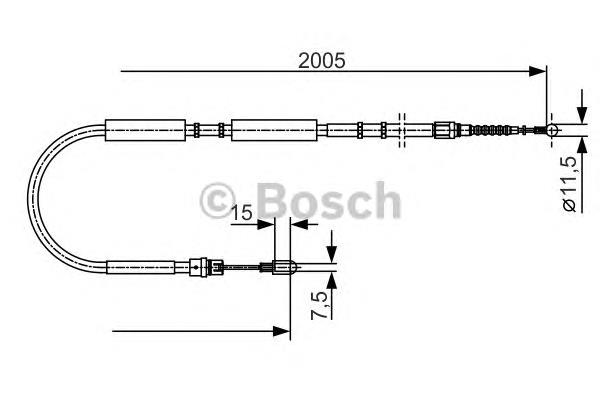1987477923 Bosch cable de freno de mano trasero derecho