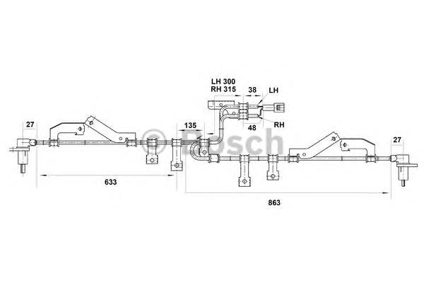 Sensor ABS trasero 0265006256 Bosch