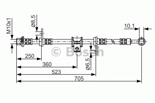 Tubo flexible de frenos delantero izquierdo 1987476755 Bosch