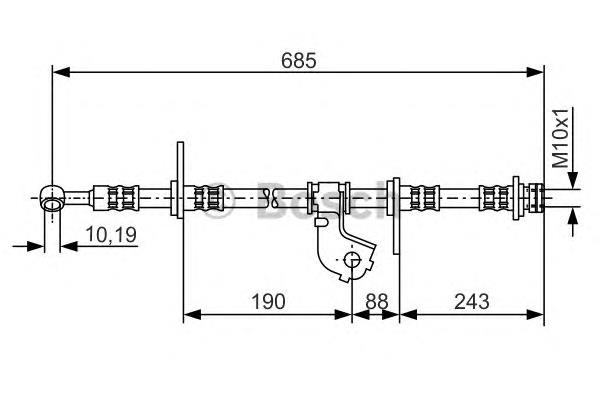 Tubo flexible de frenos delantero derecho 1987476735 Bosch