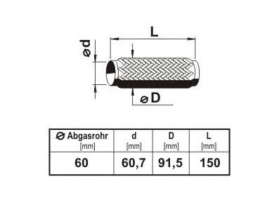 Tubo flexible de escape 60X150P JMJ