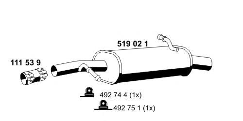 Silenciador trasero Peugeot/Citroen 1726NT precio, desde 66,77 EUR