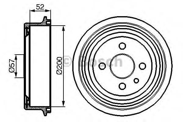 Tambor de freno trasero 0986477018 Bosch