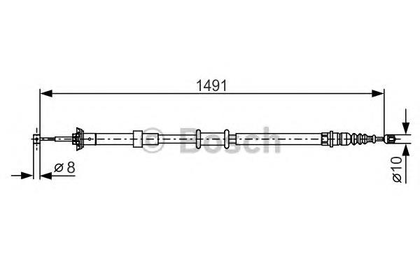 Cable de freno de mano trasero izquierdo E074241 Peugeot/Citroen