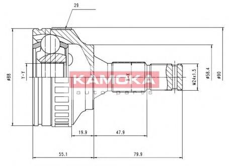 Junta homocinética exterior delantera 6974 Kamoka