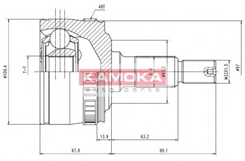 7046 Kamoka junta homocinética exterior delantera