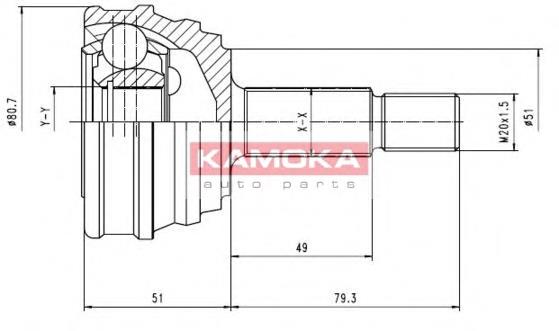 7010 Kamoka junta homocinética exterior delantera