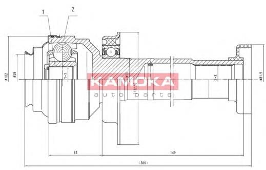 8711 Kamoka Junta homocinética interna delantera derecha