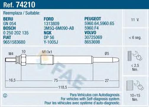 74210 FAE Bujías de calentamiento