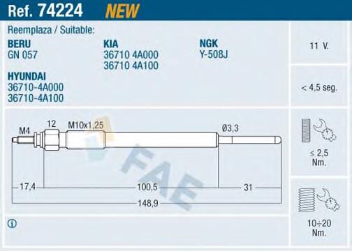 Bujías incandescentes FAE 74224 precio, desde 14,91 EUR