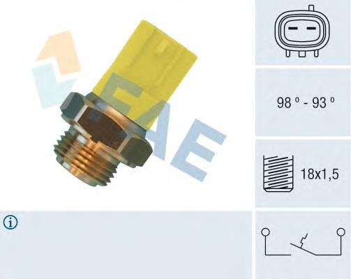 Sensor, temperatura del refrigerante (encendido el ventilador del radiador) 36500 FAE