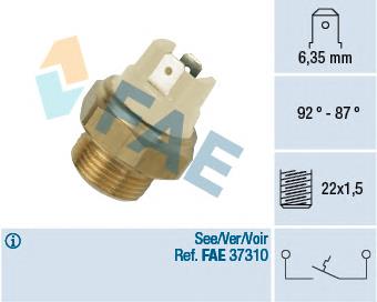 Sensor, temperatura del refrigerante (encendido el ventilador del radiador) 37010 FAE