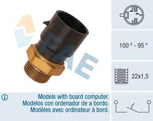 Sensor, temperatura del refrigerante (encendido el ventilador del radiador) 36180 FAE