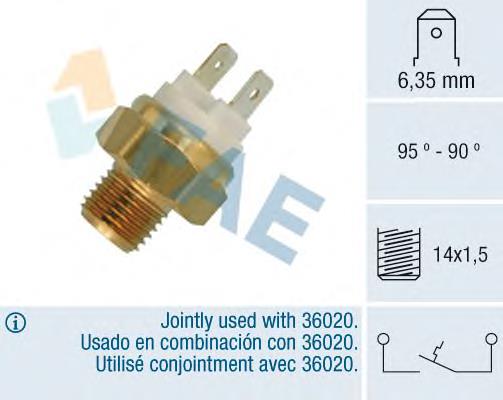 Sensor, temperatura del refrigerante (encendido el ventilador del radiador) 36010 FAE