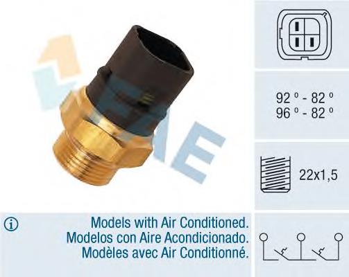 Sensor, temperatura del refrigerante (encendido el ventilador del radiador) 37980 FAE