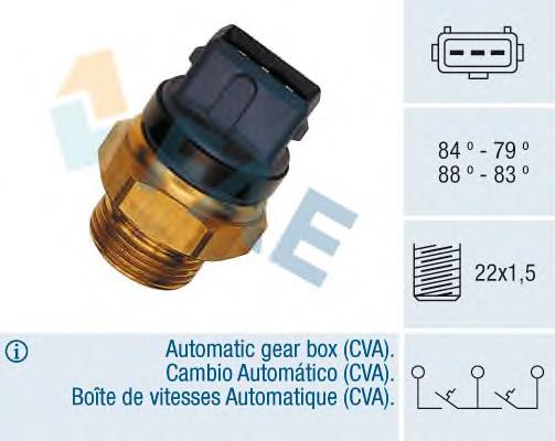 Sensor, temperatura del refrigerante (encendido el ventilador del radiador) 37940 FAE