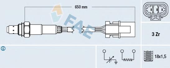 77229 FAE sonda lambda, sensor de oxígeno despues del catalizador derecho