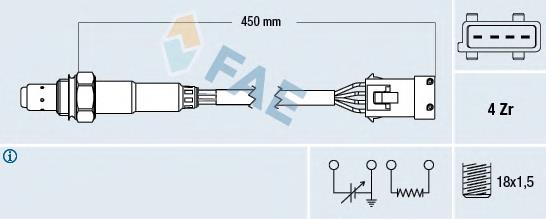 Sonda lambda de oxígeno posterior al catalizador 77165 FAE