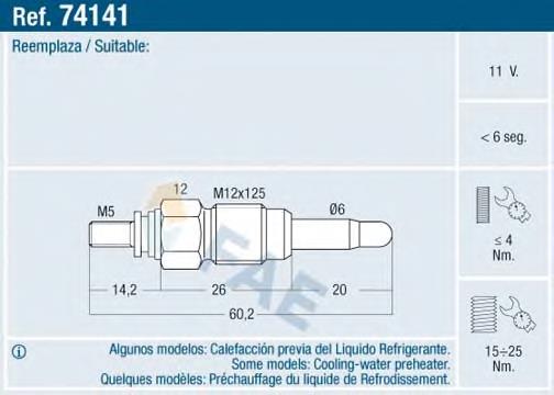 Bujía de precalentamiento 74141 FAE