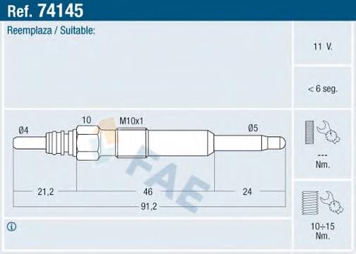 Bujía de precalentamiento FAE 74145