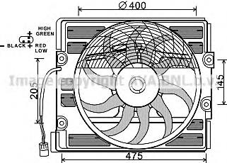 BW7512 AVA difusor de radiador, ventilador de refrigeración, condensador del aire acondicionado, completo con motor y rodete