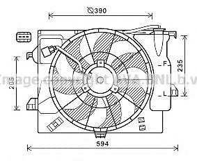 HY7546 AVA difusor de radiador, ventilador de refrigeración, condensador del aire acondicionado, completo con motor y rodete