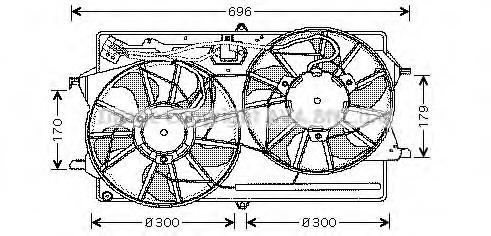 FD7510 AVA difusor de radiador, ventilador de refrigeración, condensador del aire acondicionado, completo con motor y rodete