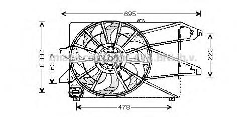 FD7504 AVA difusor de radiador, ventilador de refrigeración, condensador del aire acondicionado, completo con motor y rodete