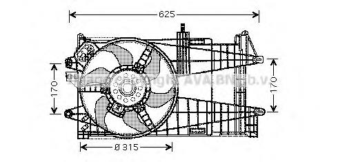 FT7523 AVA difusor de radiador, ventilador de refrigeración, condensador del aire acondicionado, completo con motor y rodete