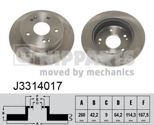 Disco de freno trasero J3314017 Nipparts