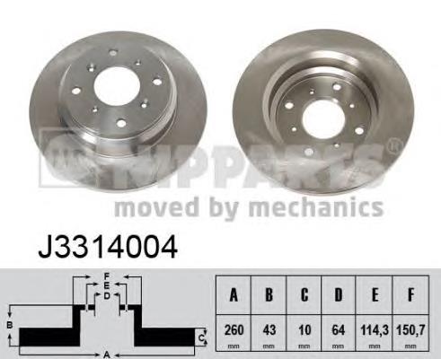 J3314004 Nipparts disco de freno trasero