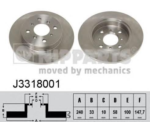 Disco de freno trasero J3318001 Nipparts