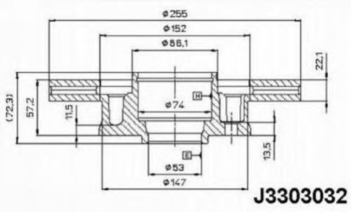 Freno de disco delantero J3303032 Nipparts