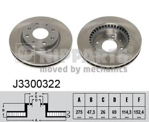 J3300322 Nipparts freno de disco delantero